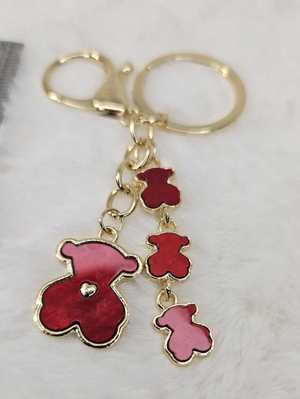 Teddy Bear And Babies Purse Charm Keychain
